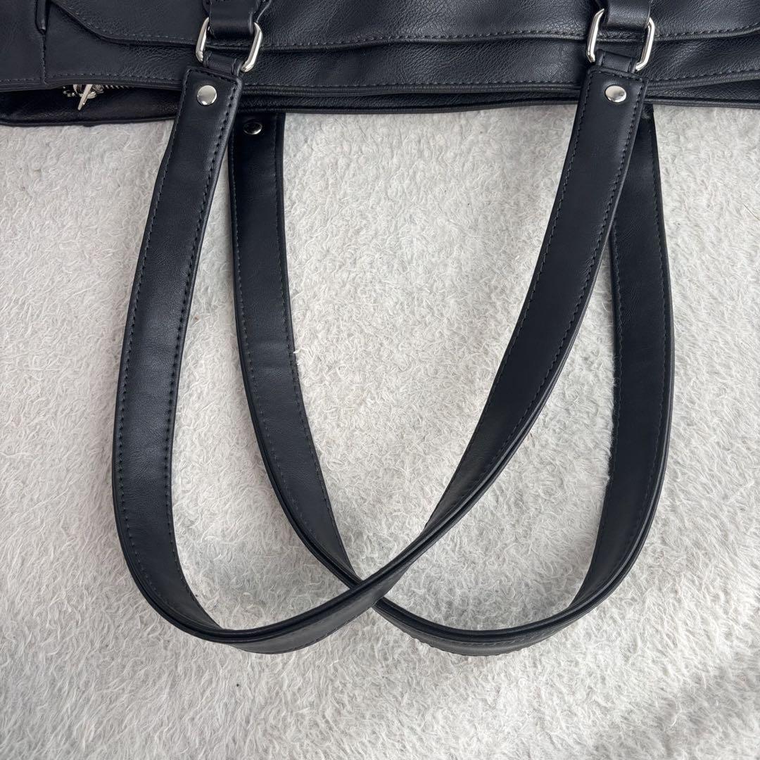 美品 2way ブラック トートバッグ ショルダーストラップ付き大容量