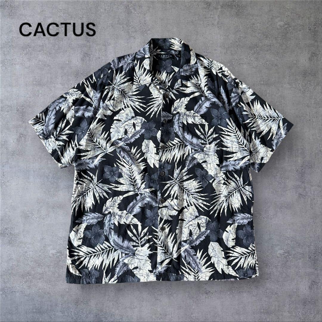 【1169】CACTUSアロハシャツレーヨン混トロピカル総柄ビンテージ古着Y2K