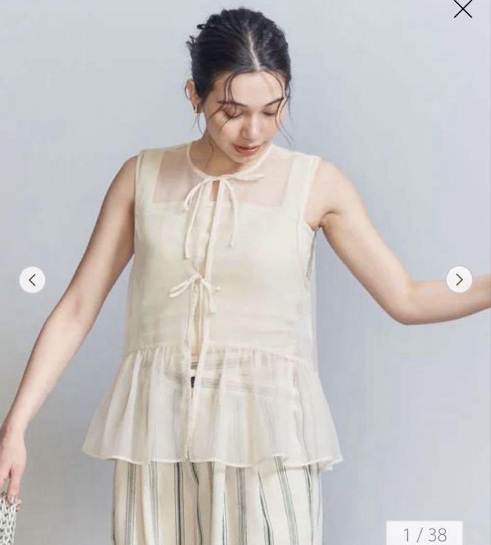 BEAUTY&YOUTH オーガンジー ギャザーベスト ブラック F BEAUTY&YOUTH UNITED ARROWS（ビューティーアンドユース