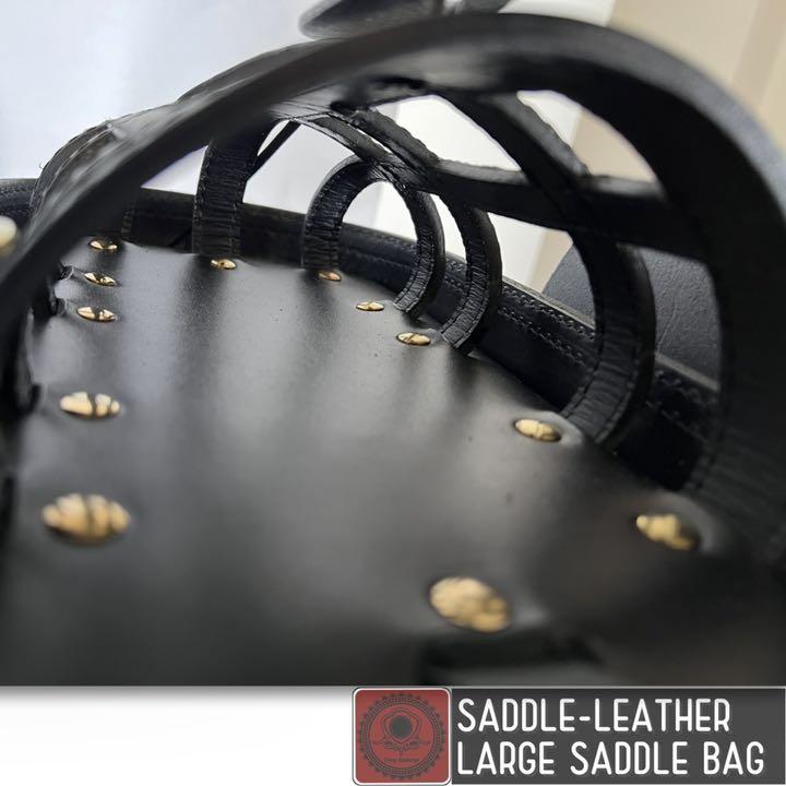 ラージサイズ ブラックレザーサドルバッグ ハンドメイド - メルカリ