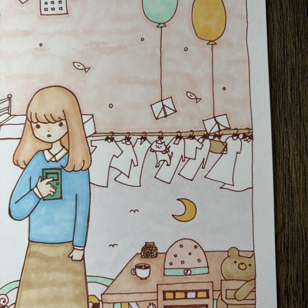 【1482】【女の子の絵】オリジナル手描きアナログアート自作コピックイラスト原画