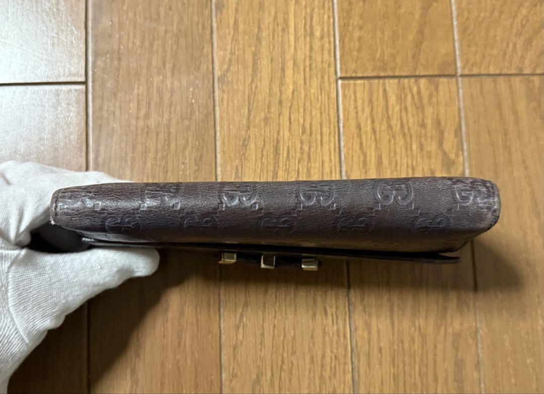 GUCCI 二つ折りWホックリボン長財布 ブラウン 希少 小物