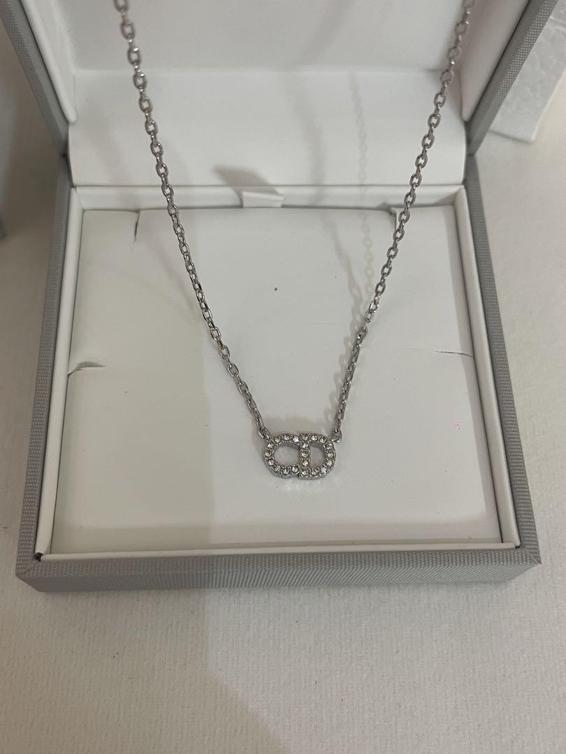 人気品☆ディオール DIOR シルバー ネックレス クリスタル