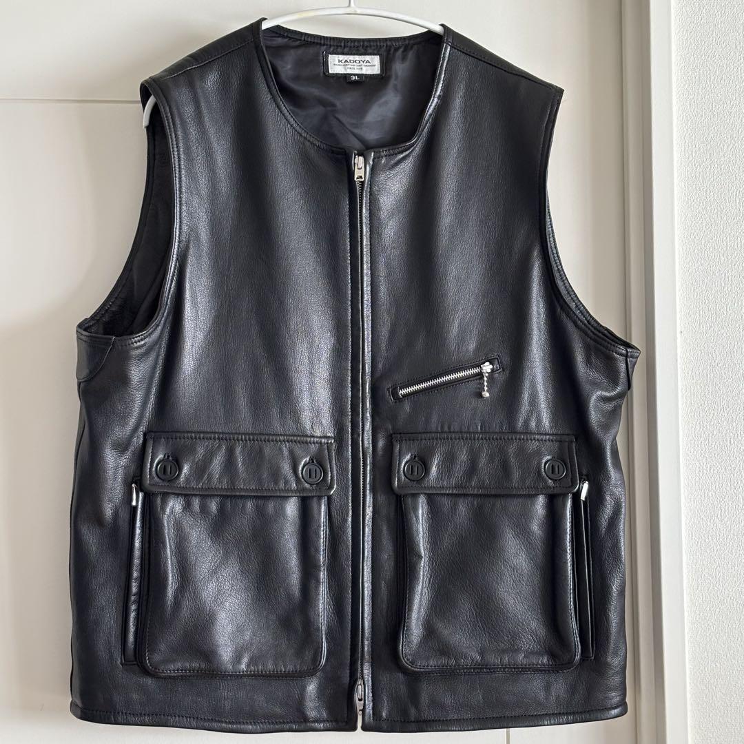 KADOYA黒レザー ベスト