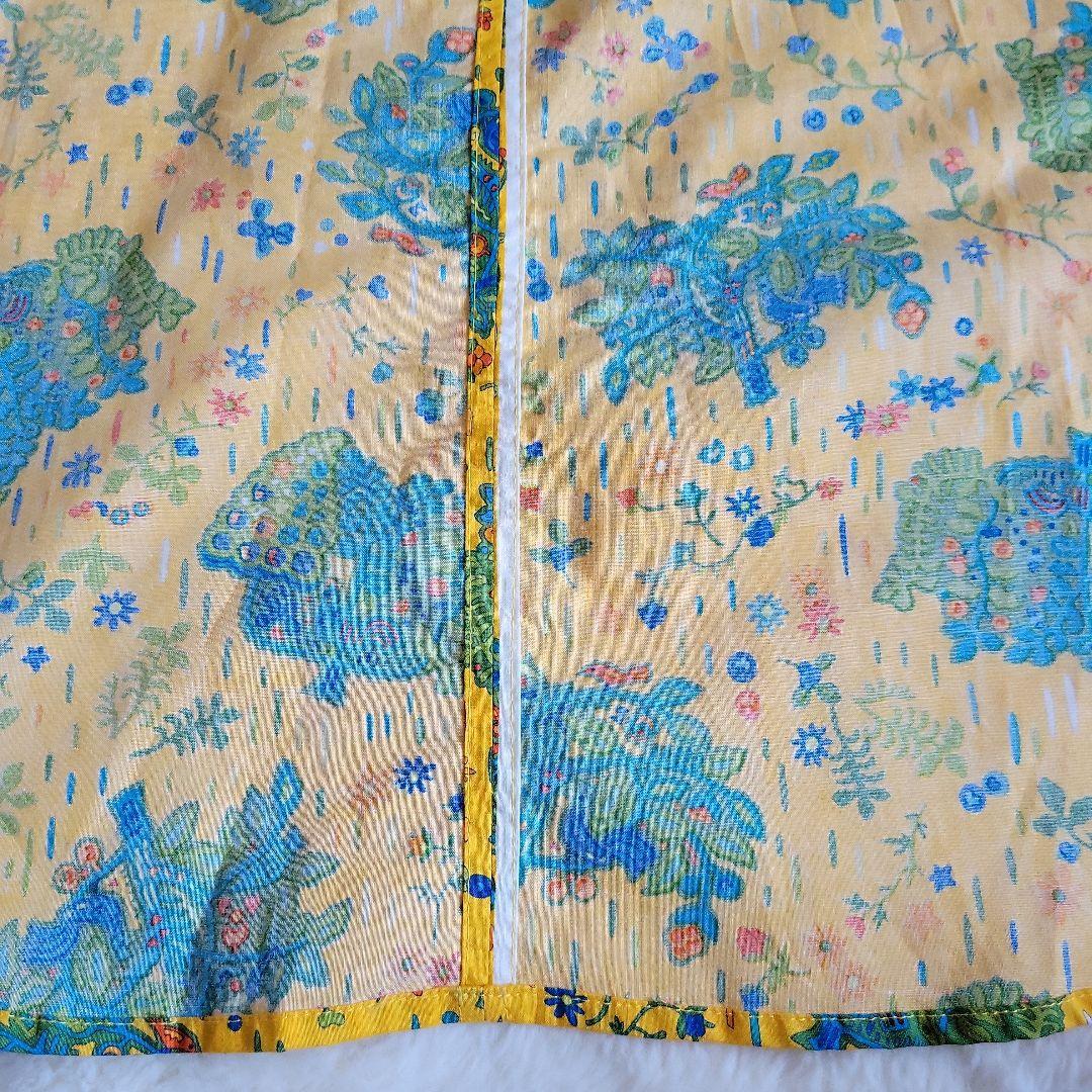 ハンドメイド ノースリーブ チュニック ワンピース イエロー