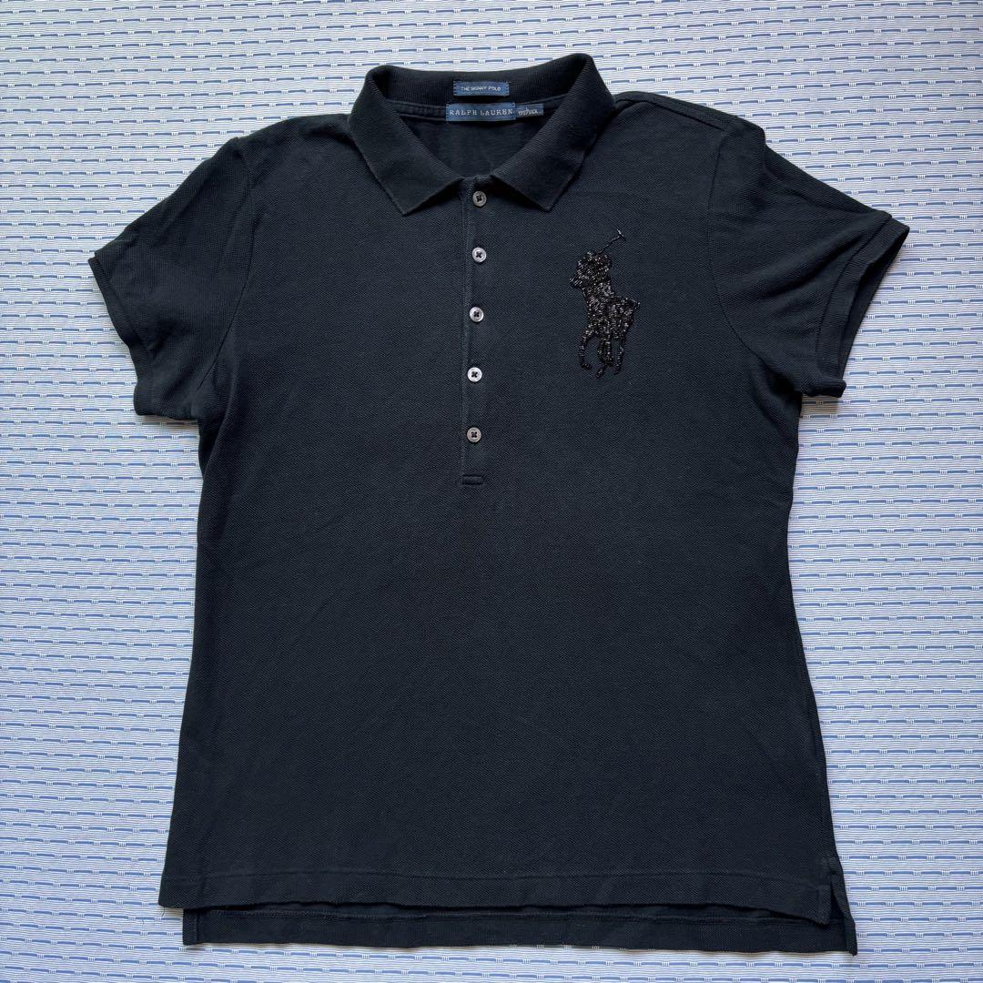 希少 美品 Ralph Lauren 黒 ポロシャツ 半袖 ロゴ ビーズ - メルカリ