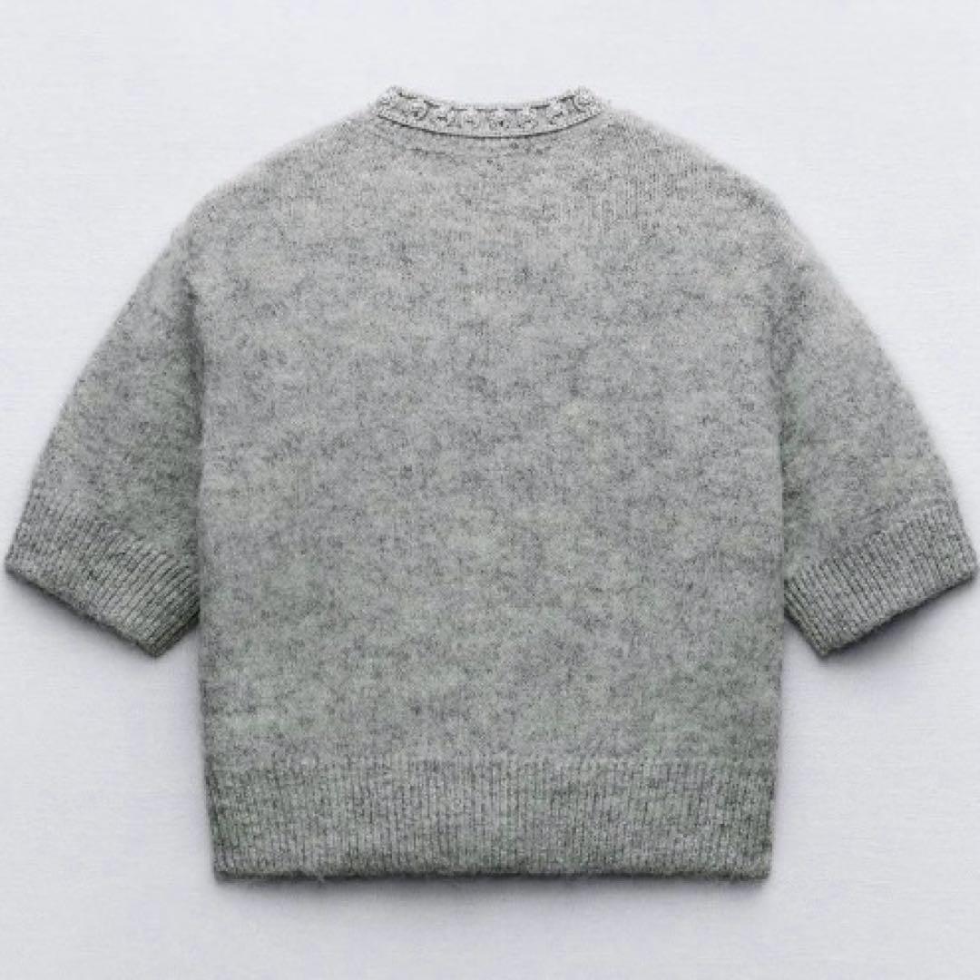 完売品】ZARA ラインストーンボタンニットカーディガン