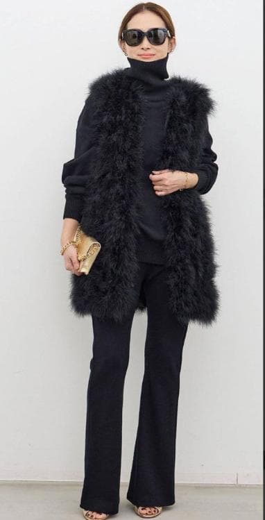 YVES SALOMON ブラックファーコート