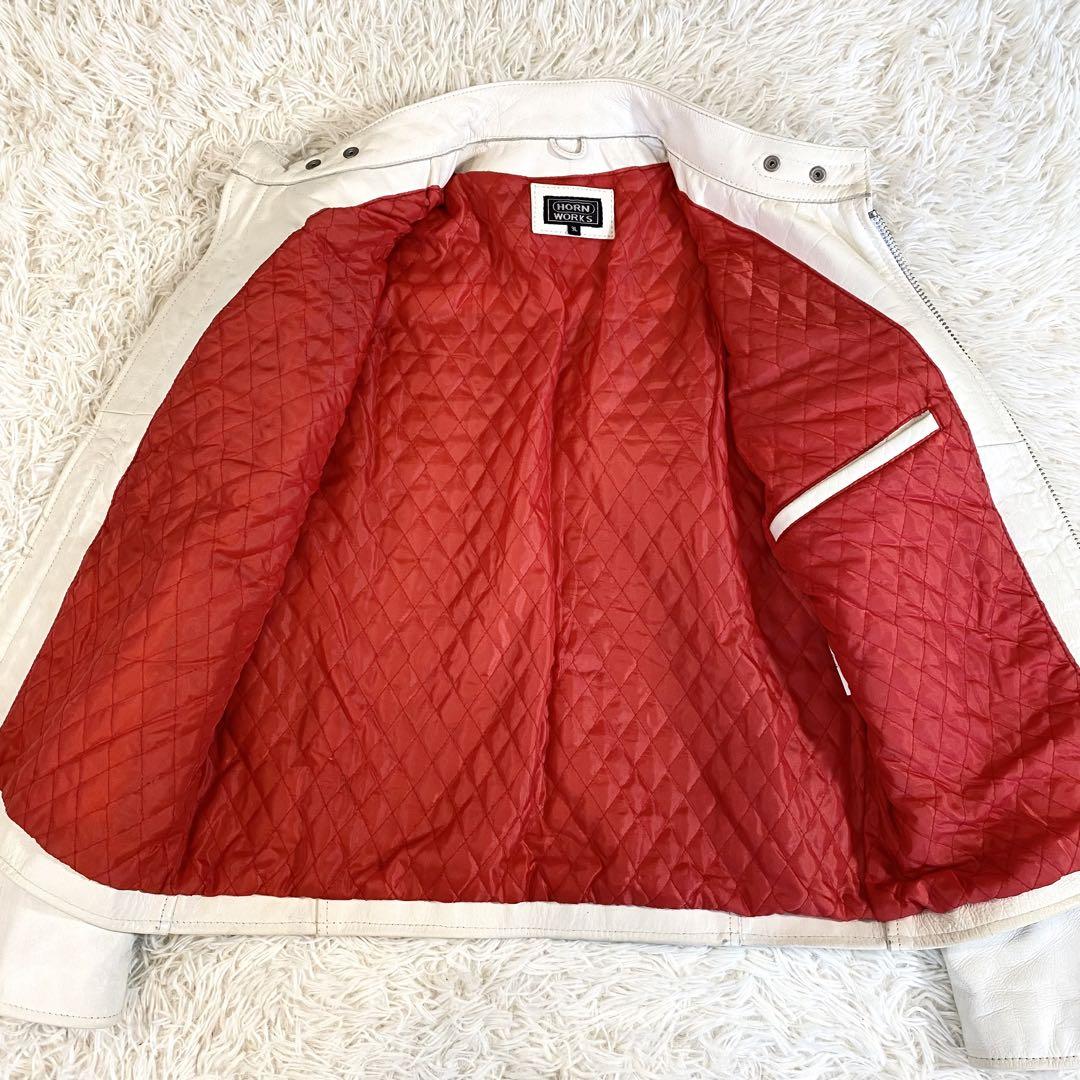 希少 3L 2XL ホーンワークス シングルライダース ジップ レザー ベルト