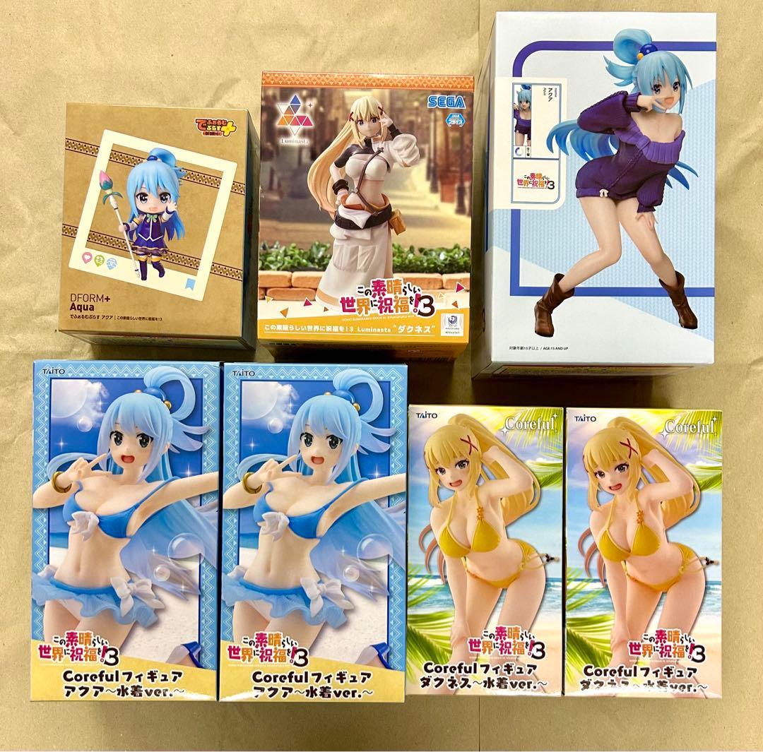 この素晴らしい世界に祝福をフィギュア7点セット アクア1 7ダクネス水着ver