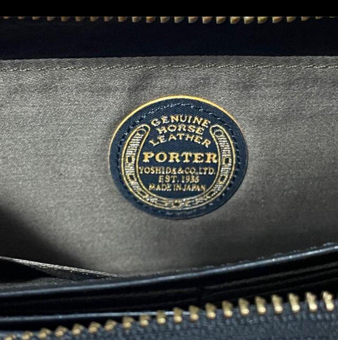 ンドファス ポーター 馬革 PORTER WISE ブラック unWJq-m60153280290 ワイズ 長財布 ホースレザー Ⓘいのあるも