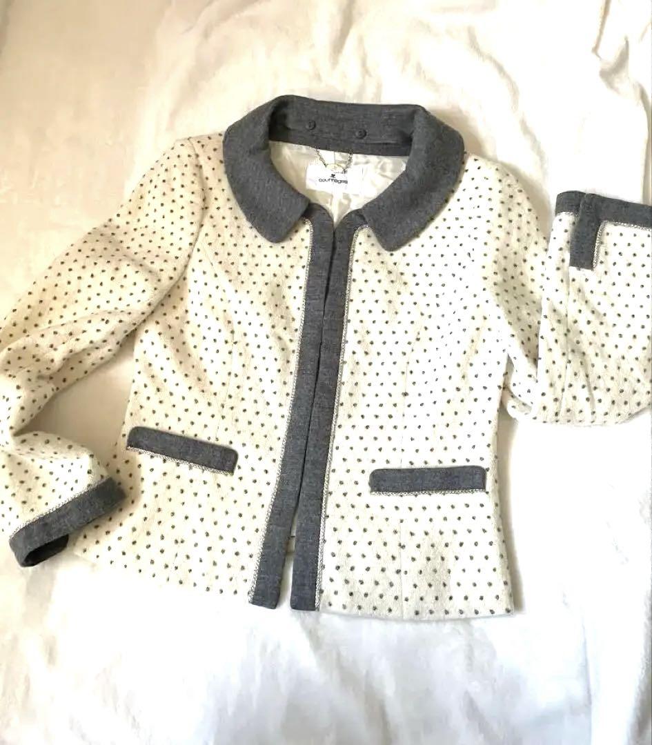 courrèges ノーカラージャケット　 襟取り外し可能　2way