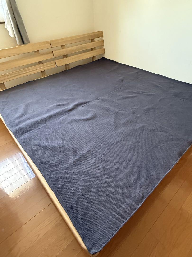 無印良品 インド綿 手織りラグ ネイビー色 200×200cm