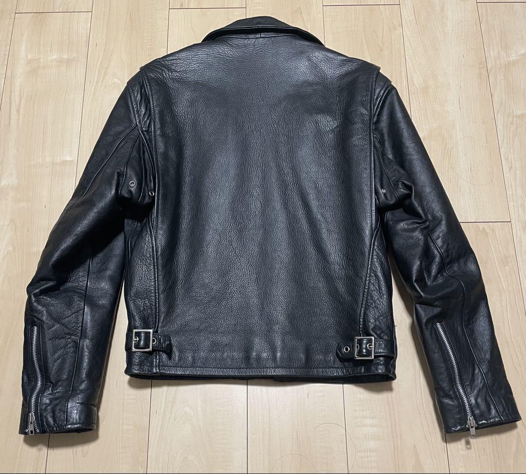 カウレザー　シングルライダースジャケット リアルレザー牛革100% キルティング