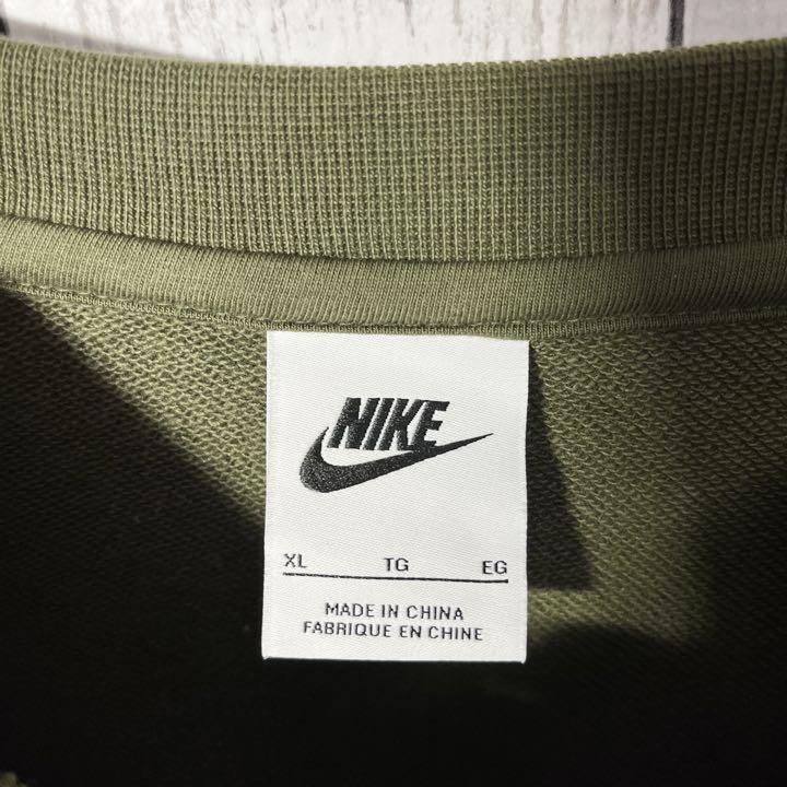 NIKE ナイキ スウェット グリーン 緑 刺繍 胸ロゴ カーキ ゆるだぼ ...