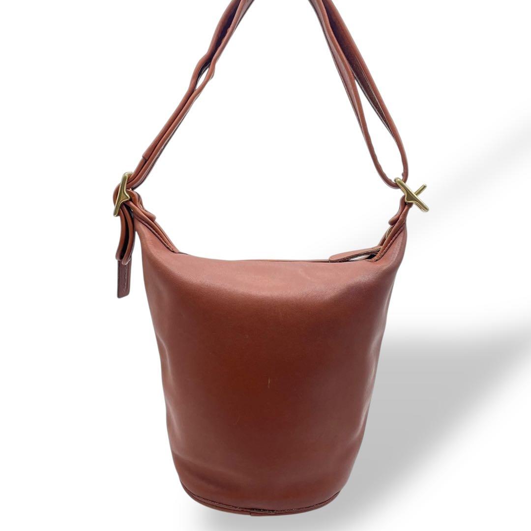 美品 オールドコーチ ショルダーバッグ グラブタンレザー バケツ型 茶 肩掛け