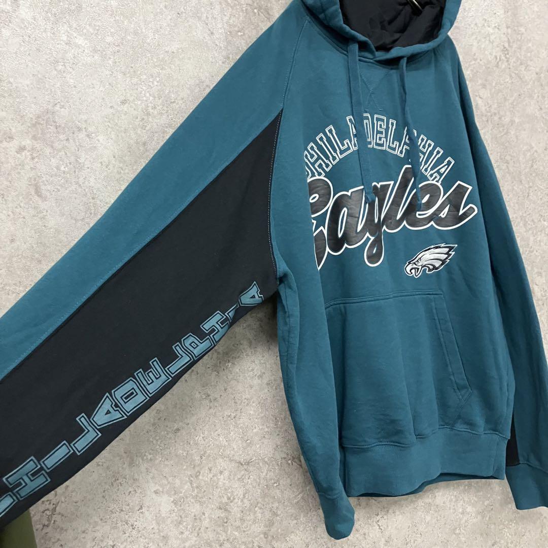 レア【古着】NFLイーグルス 刺繍スウェットパーカー グリーン メンズXL