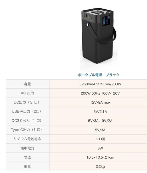 大特価即納 ポータブル電源 8ポートAC200W PSE認証済 fXv2w-m60164978335 52500mAh 195Wh 得価格安