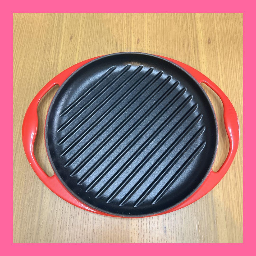 ル・クルーゼ LE CREUSET グリルパン ラウンドロンド 25cm レッド