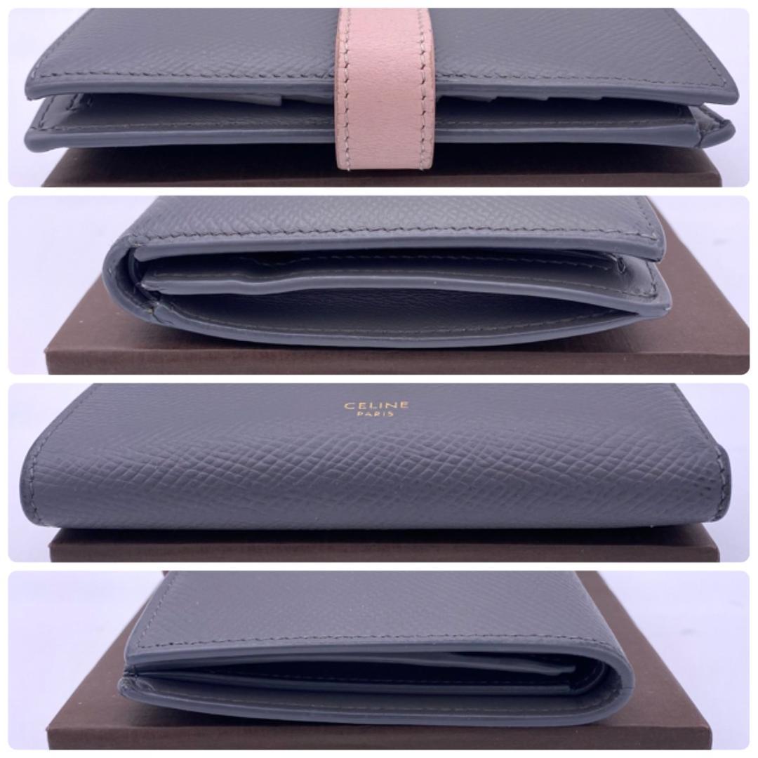 CELINE セリーヌ ミディアム ストラップ ウォレット　二つ折り財布 グレー