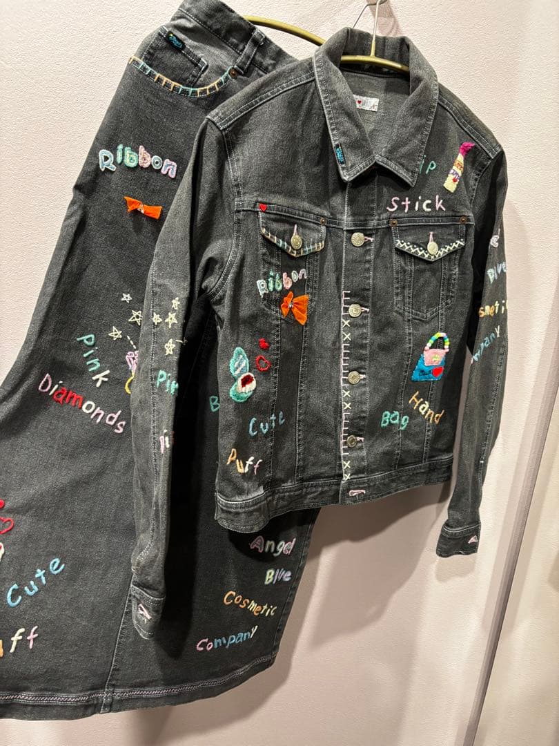 エンジェルブルー セットアップ ビーズ 刺繍 y2k 平成レトロM angelblue