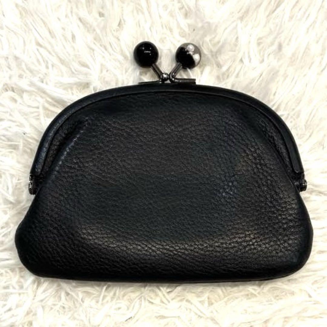 【美品】ear PAPILLONNER スマートがま口折り財布 黒