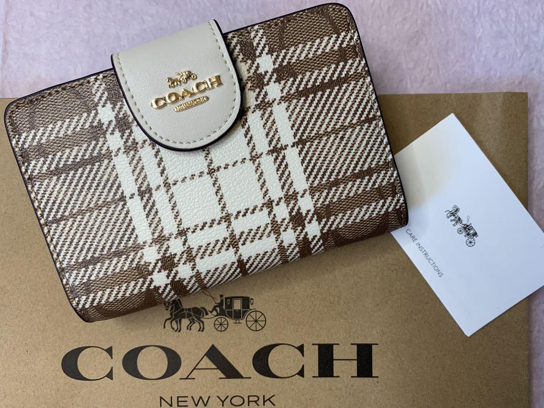COACH コーチ　スナップ折財布　チェック柄　新品　アウトレット