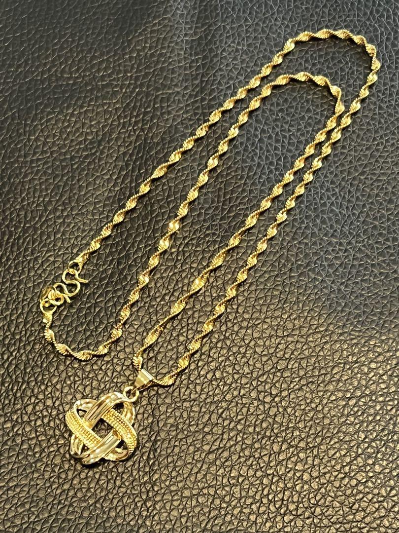 シ*ク様 K24 金製　999 刻印あり 編み込みペンダント　ネックレス 鑑定カ