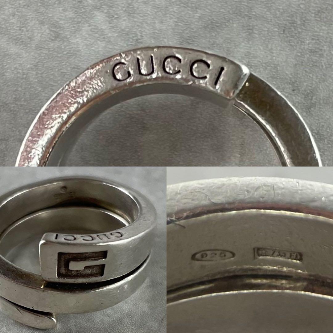 美品⭐️GUCCI スパイラルスネークリング ロゴ シルバー AG925 17号