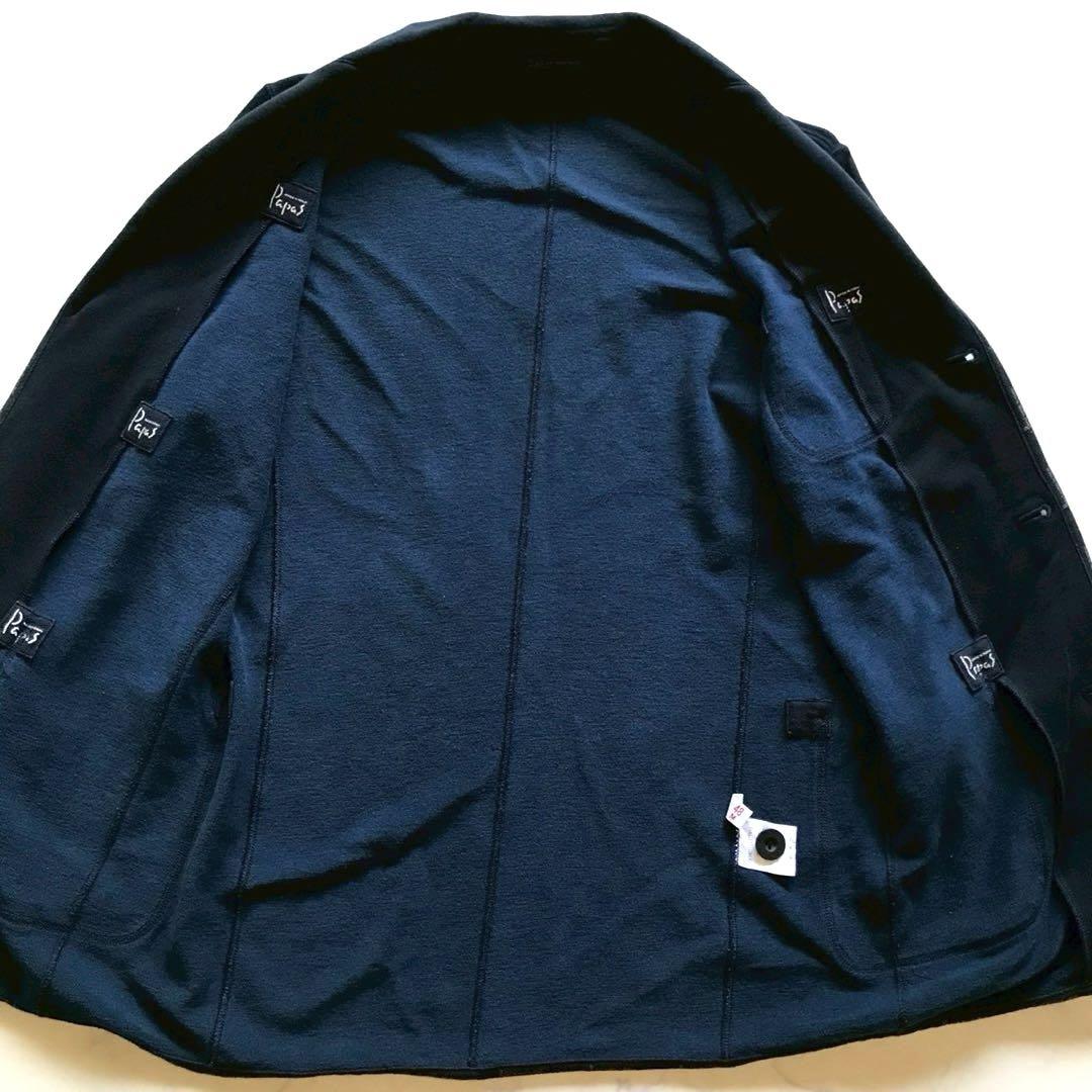 美品/L相当●パパス アンコン テーラードジャケット ストレッチ ロゴパッチ 紺