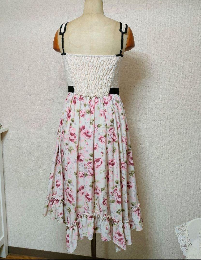 Vintage 薔薇 レースアップ アシンメトリー ビスチェ ワンピース