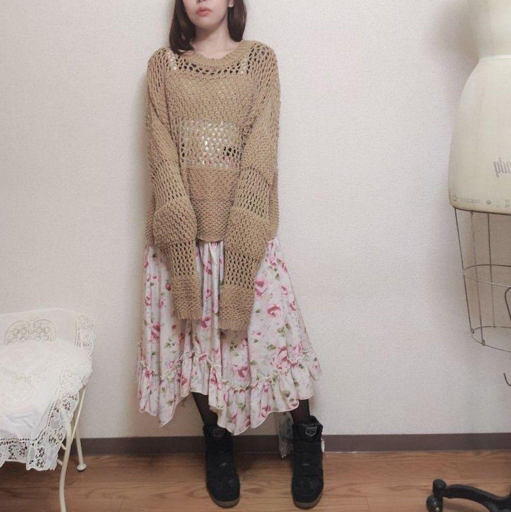 Vintage 薔薇 レースアップ アシンメトリー ビスチェ ワンピース