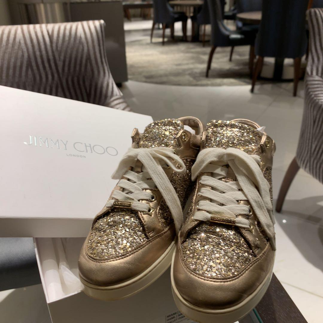 JIMMY CHOO ゴールド グリッター スニーカー　シルバー 24cm 箱有