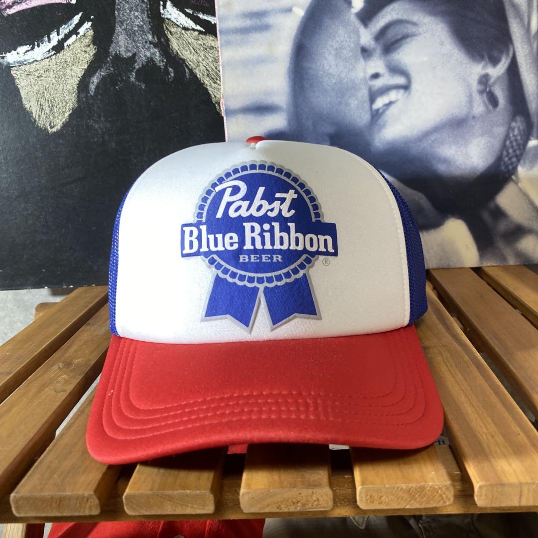 デッドストック　PabstBlueRibbon ビール　企業ロゴメッシュキャップ