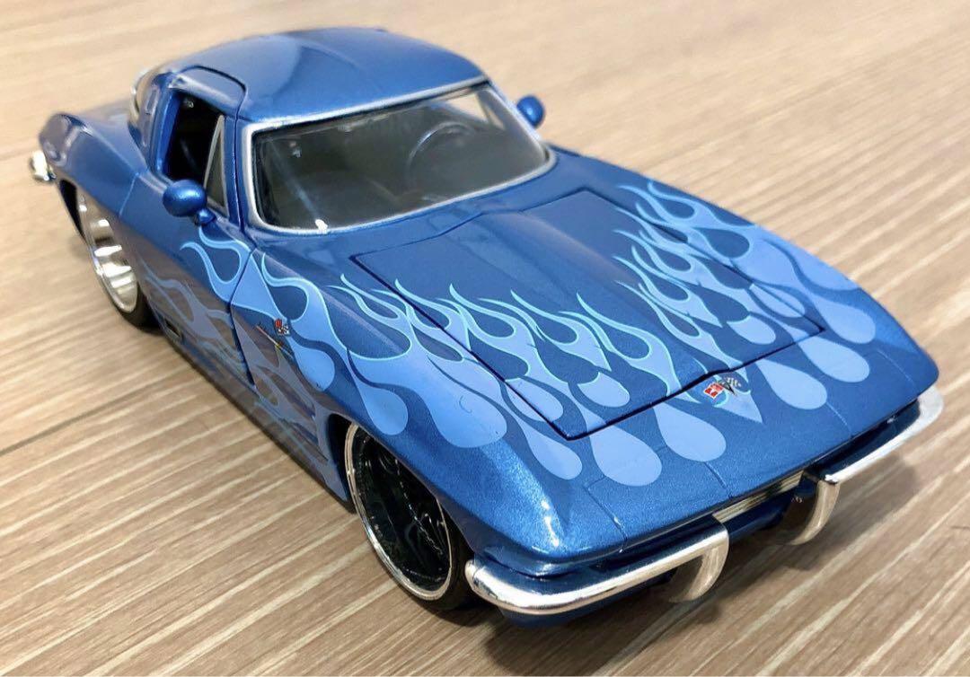 1963シェビィシボレー　スティングレー 1/24 Jada TOYS 青い炎 1963シェビィシボレー スティングレー 1/24 Jada TOYS 青い炎