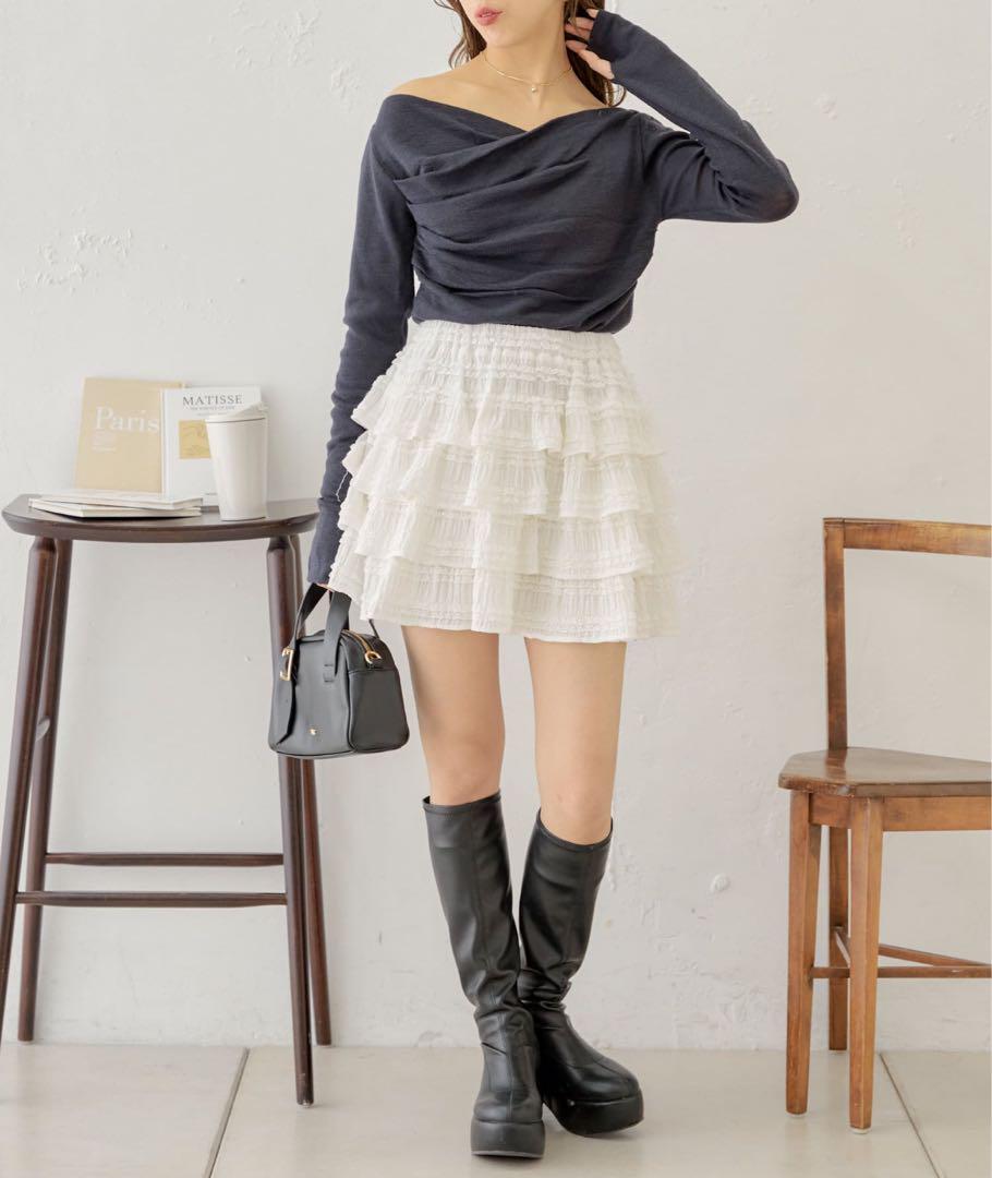 [完売品] chico レースティアードフリルスカパン