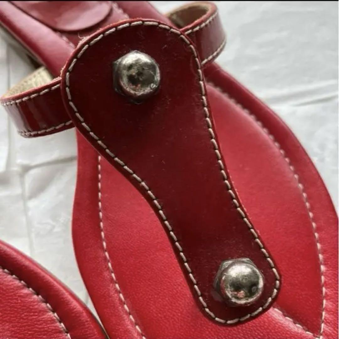 公式ファッションブランド通販サイト FURLA 新品 フルラ 値下げ待ち レッド 赤 本革 22.5 サンダル 靴
