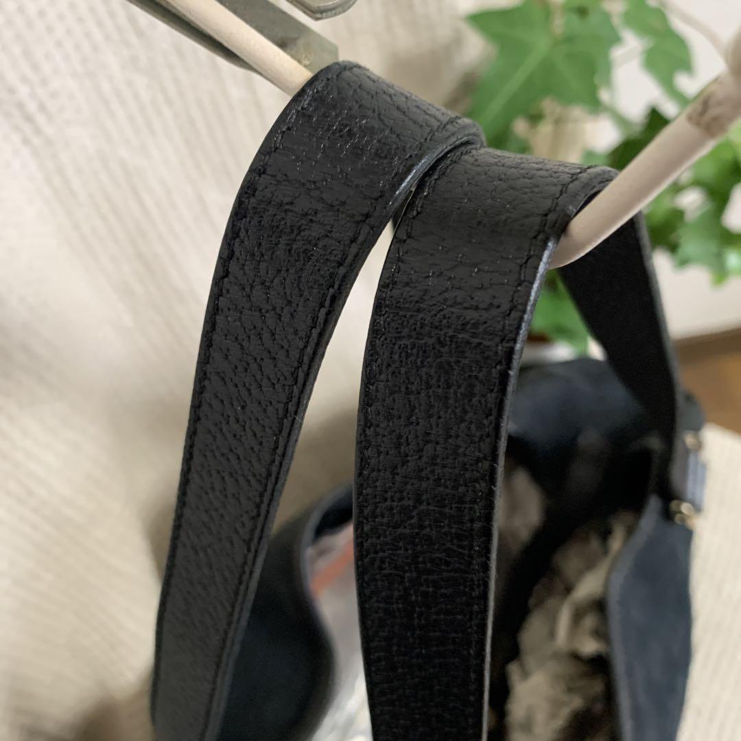 ◇ GUCCI グッチ ショルダーバッグ GGキャンバス×レザー ブラック ◇