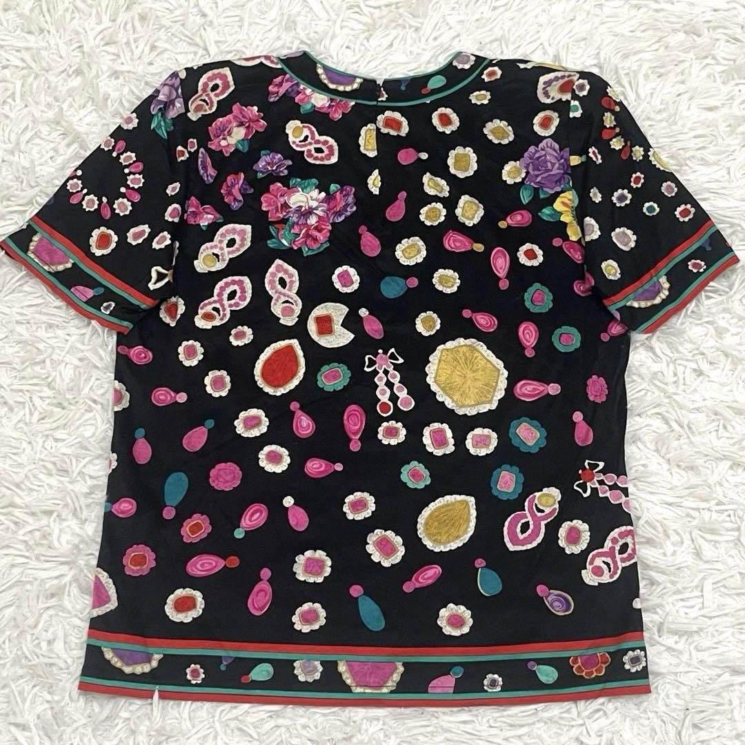 美品✨レオナール セットアップ 総柄 花柄 ノーカラー シャツ パンツ M