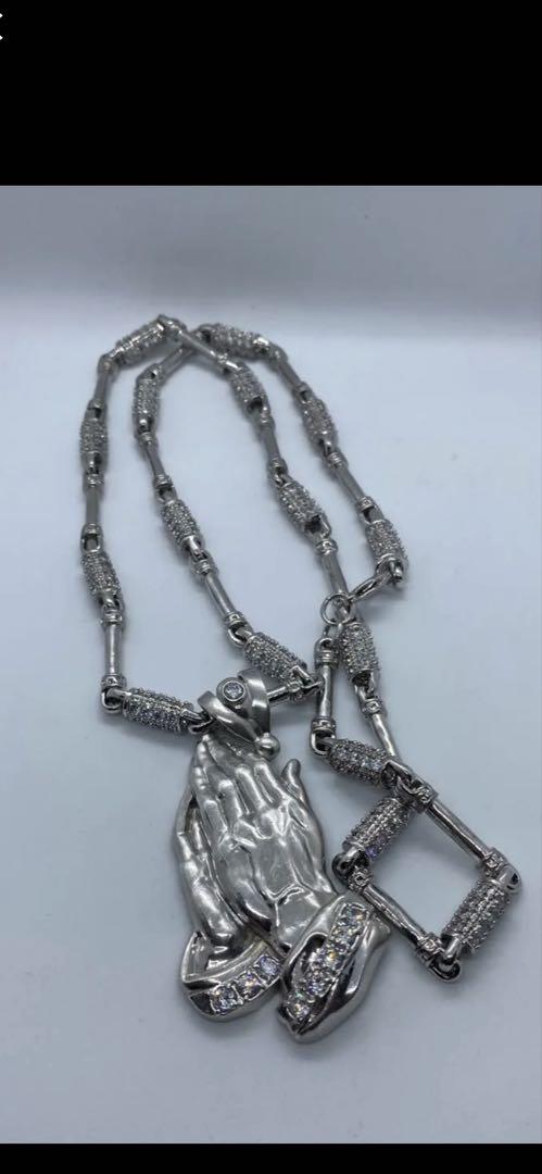 Silver 925 Pray Hand ＆Old school Chain