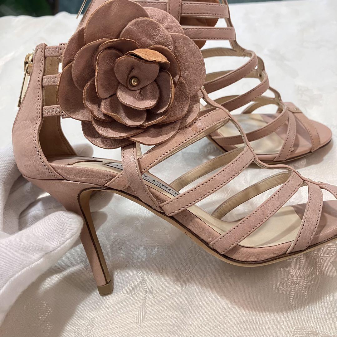 JIMMY CHOO サンダル ピンク ヒール 花 イタリア製 レザー