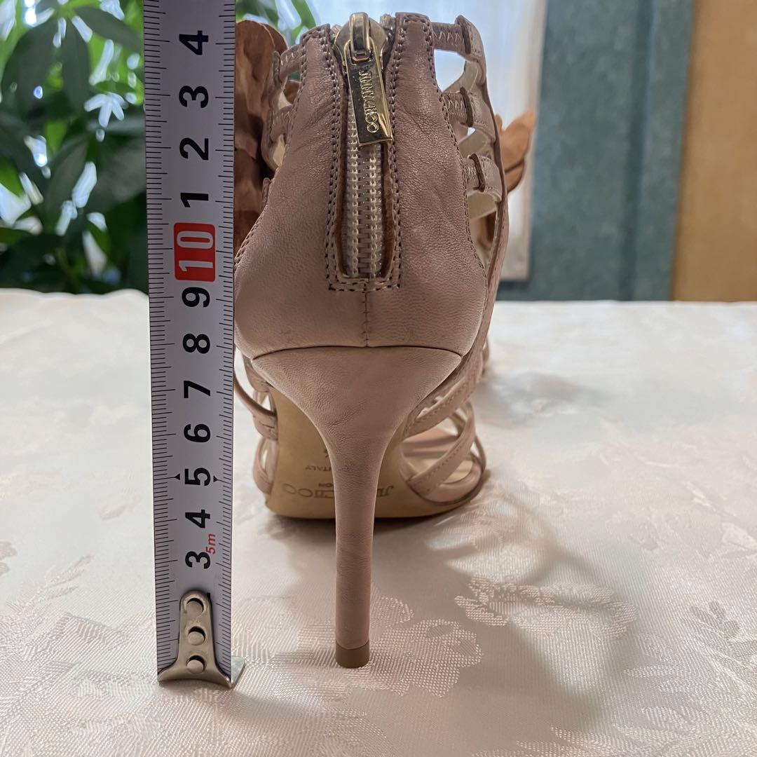JIMMY CHOO サンダル ピンク ヒール 花 イタリア製 レザー