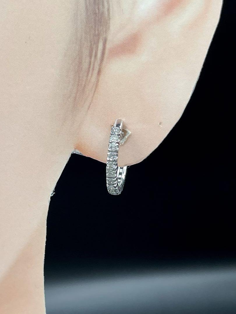 JF146☆高級 ダイヤモンド0.5ct プラチナ フープピアス - メルカリ