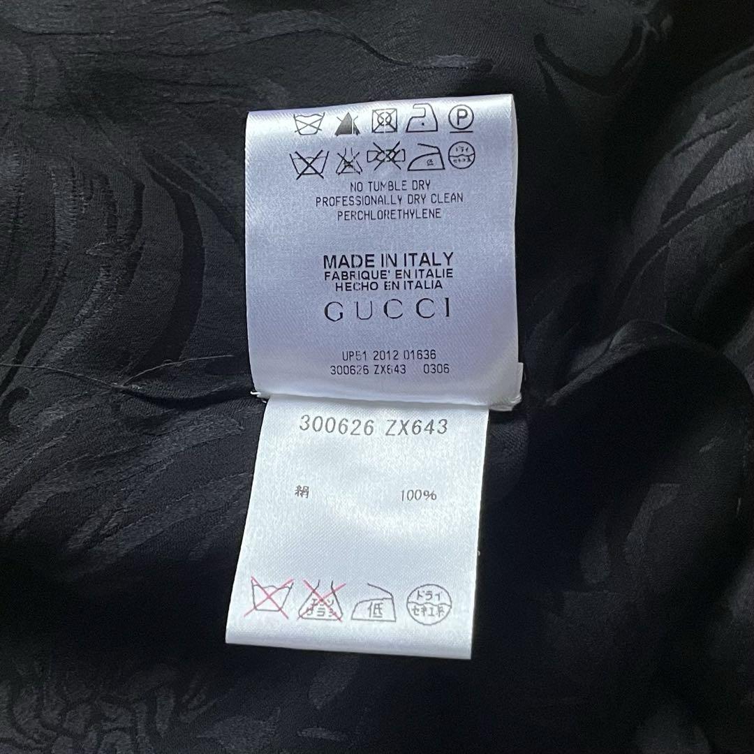 グッチGUCCI黒 ブラック フラワーパターン ラップ 巻き シルク
