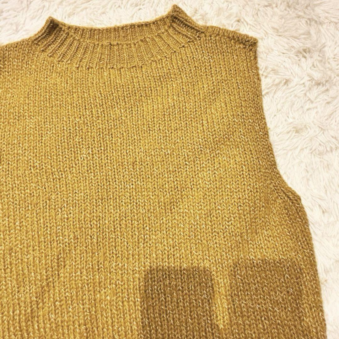 美品◆中川政七商店　リネンウール　ニットベスト　黄　マスタード　日本製