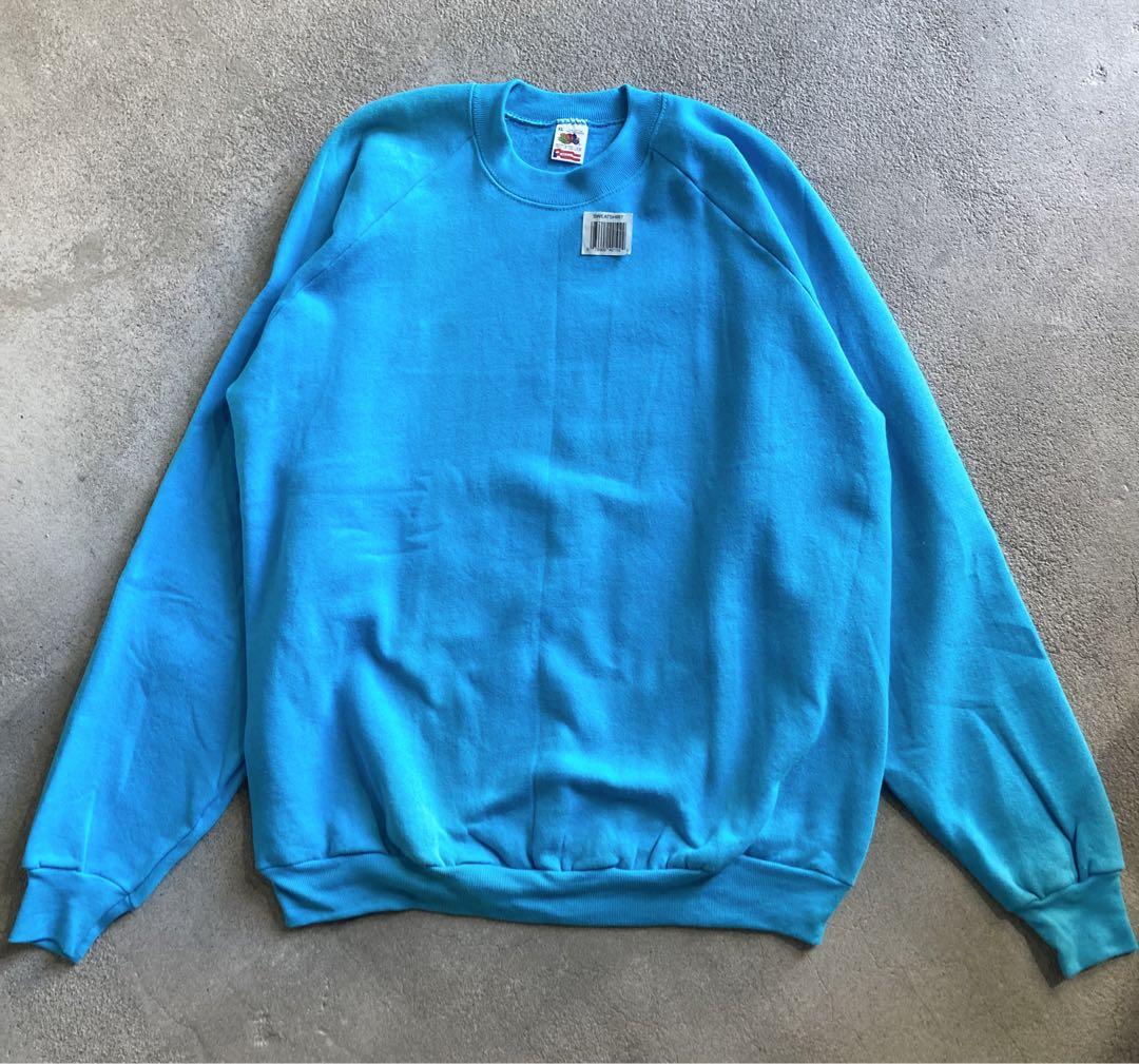 [新品未使用] 80s 90s ラグランスウェット　水色　フルーツタグ　USA製