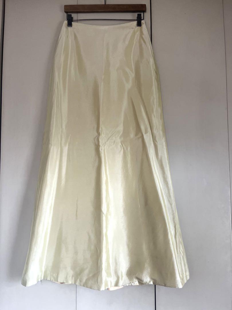 vintage maxi silk skirt glossy