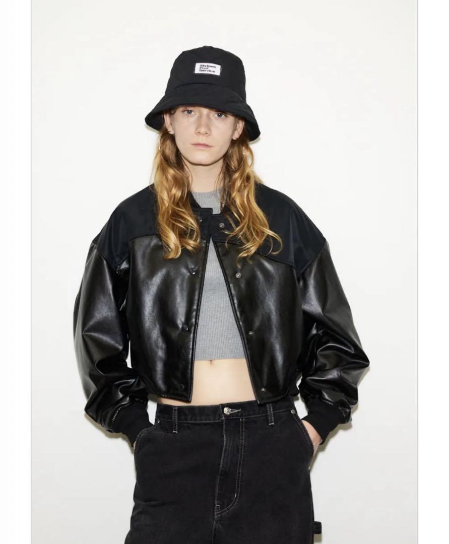 【THROW】F／LEATHER SEAM DESIGN CROP ブルゾン