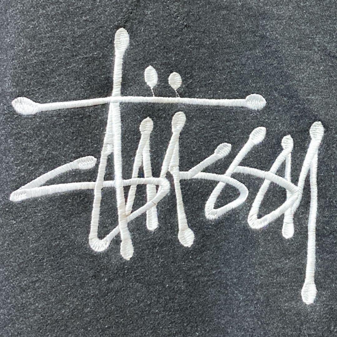 【希少】stussy ステューシー　スウェット　ビックロゴ　刺繍　ブラック