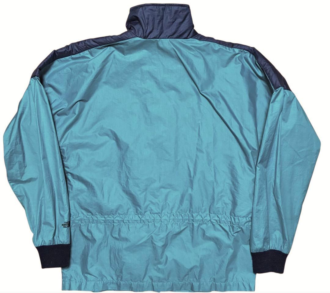 紺タグ刺繍ロゴ80s usa製L相当ナイロンティファニーブルーNORTHFACE
